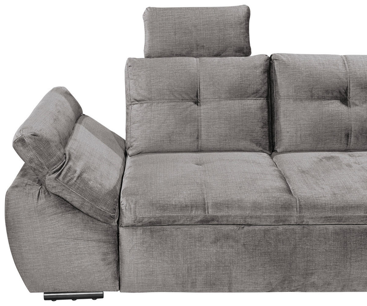 ECKSOFA in Mikrovelours Hellgrau  - Hellgrau/Schwarz, Konventionell, Kunststoff/Textil (275/170cm) - Carryhome