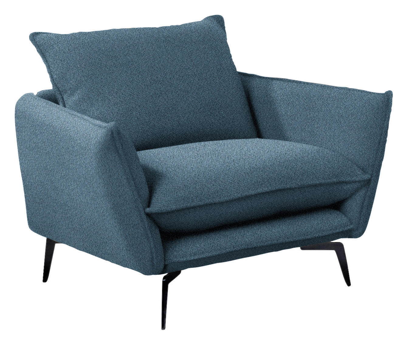 SESSEL Webstoff Blau    - Blau/Schwarz, Design, Textil/Metall (96/84/90cm) - Livetastic