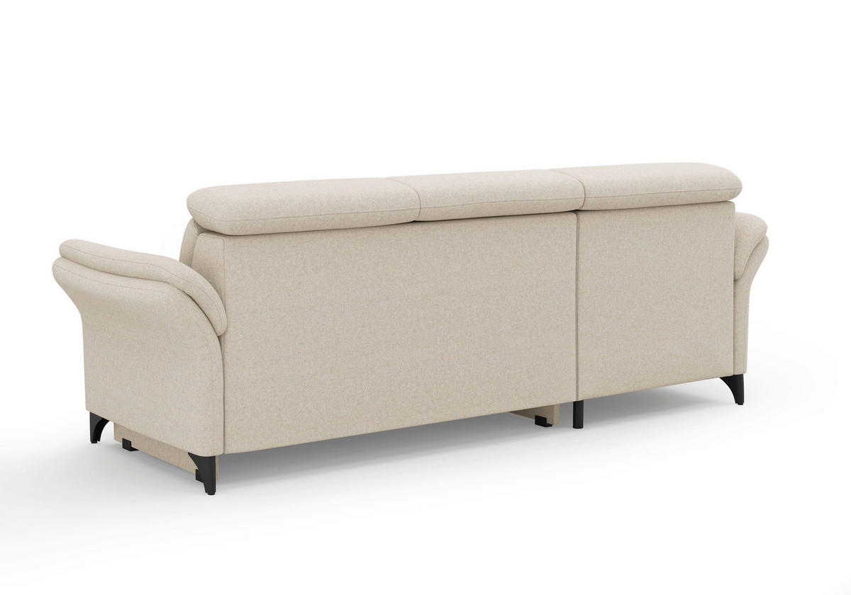 ECKSOFA Flachgewebe Creme  - Creme/Schwarz, Konventionell, Textil/Metall (166/253cm) - Sit & More