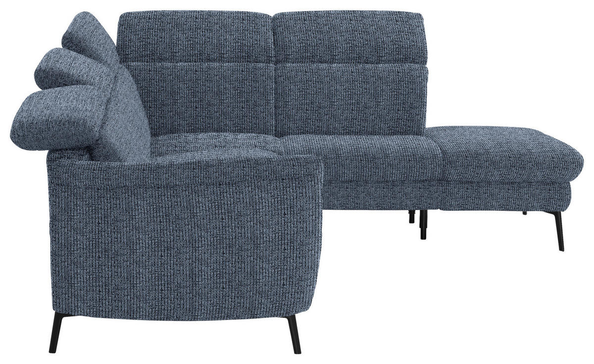 ECKSOFA in Struktur Blau  275/235 cm  - Blau/Schwarz, MODERN, Textil/Metall (275/235cm) - Cantus