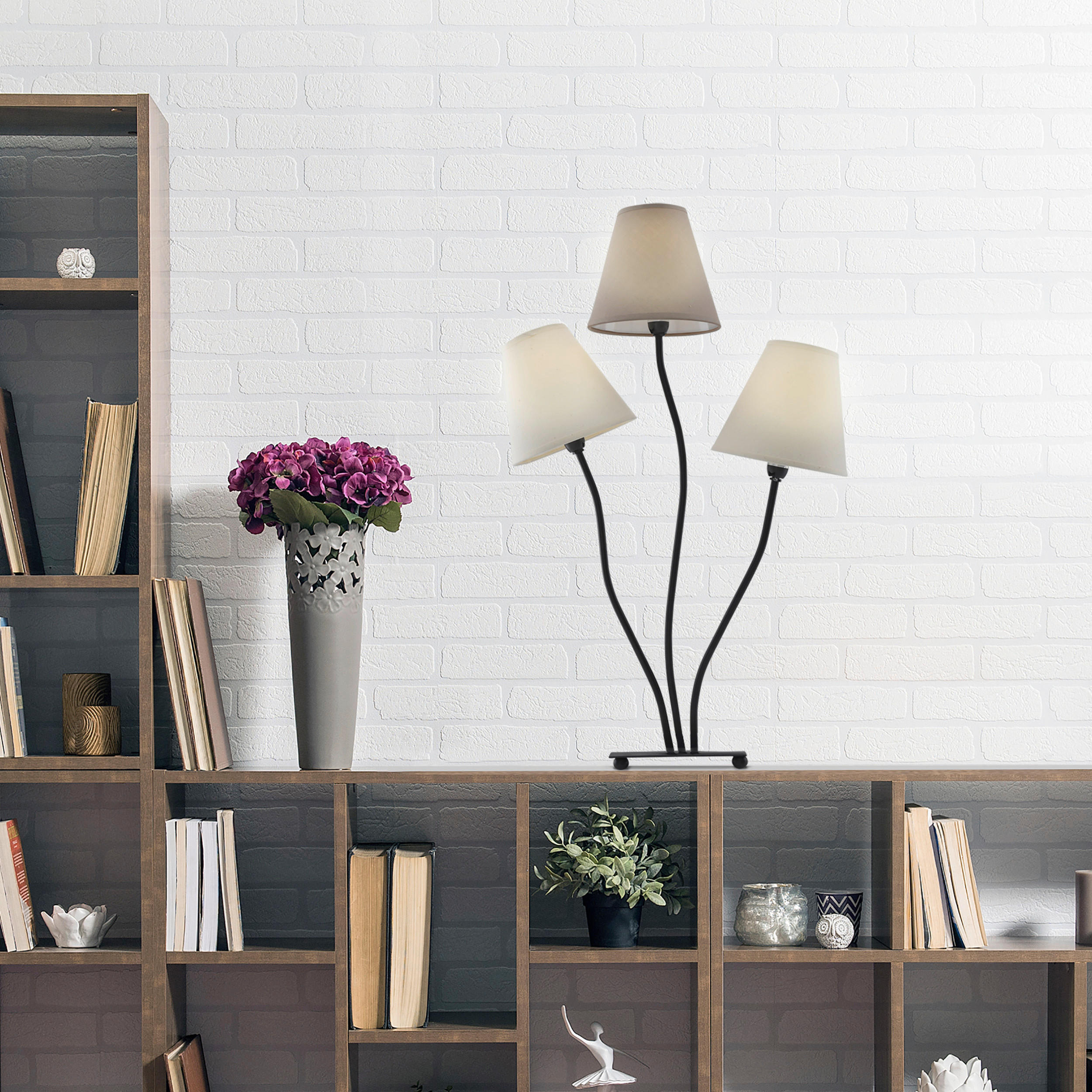 TISCHLEUCHTE   - Beige/Braun, LIFESTYLE, Textil/Metall (41/16cm) - Näve