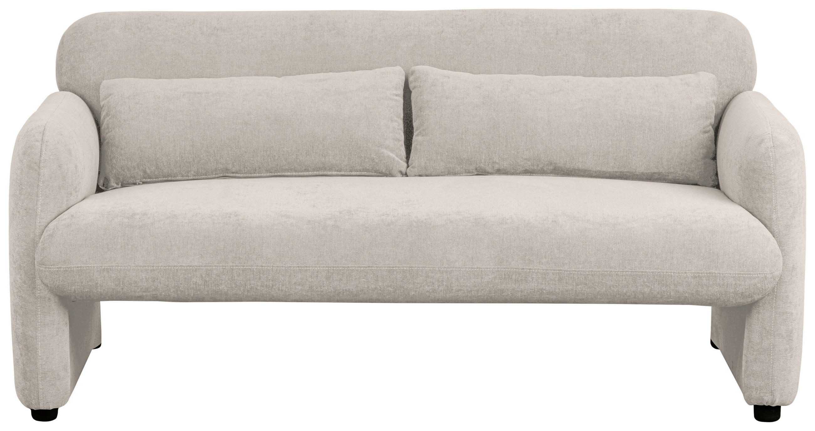 2-SITZER-SOFA Samt Creme  - Creme/Schwarz, Design, Holz/Kunststoff (148/83/76cm) - MID.YOU
