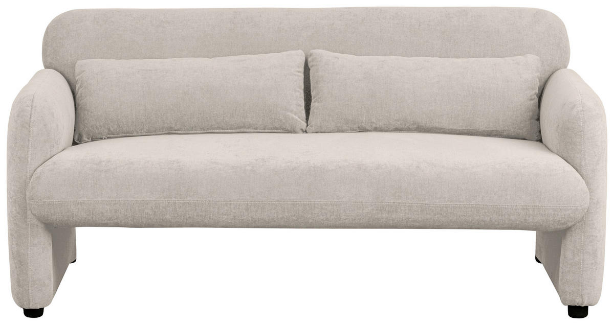 2-SITZER-SOFA Samt Creme  - Creme/Schwarz, Design, Holz/Kunststoff (148/83/76cm) - MID.YOU