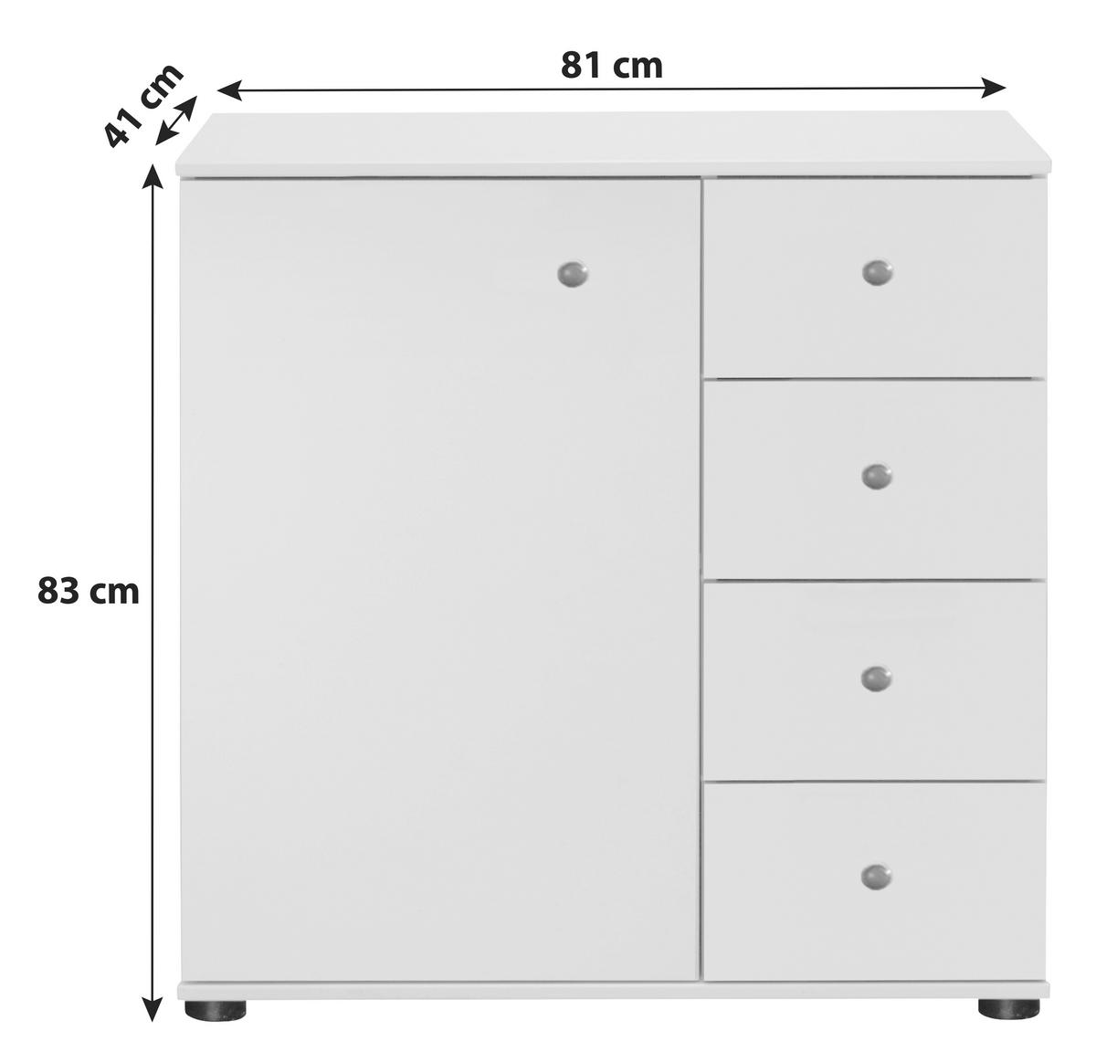 SIDEBOARD  130/83/41 cm 4 Schublade(n)  - Schwarz/Weiß, KONVENTIONELL, Holzwerkstoff/Kunststoff (130/83/41cm) - Boxxx