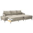 ECKSOFA in Webstoff Hellbraun  - Hellbraun/Schwarz, KONVENTIONELL, Textil/Metall (293/183cm) - Carryhome