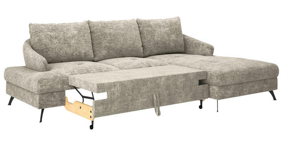 ECKSOFA in Webstoff Hellbraun  - Hellbraun/Schwarz, KONVENTIONELL, Textil/Metall (293/183cm) - Carryhome