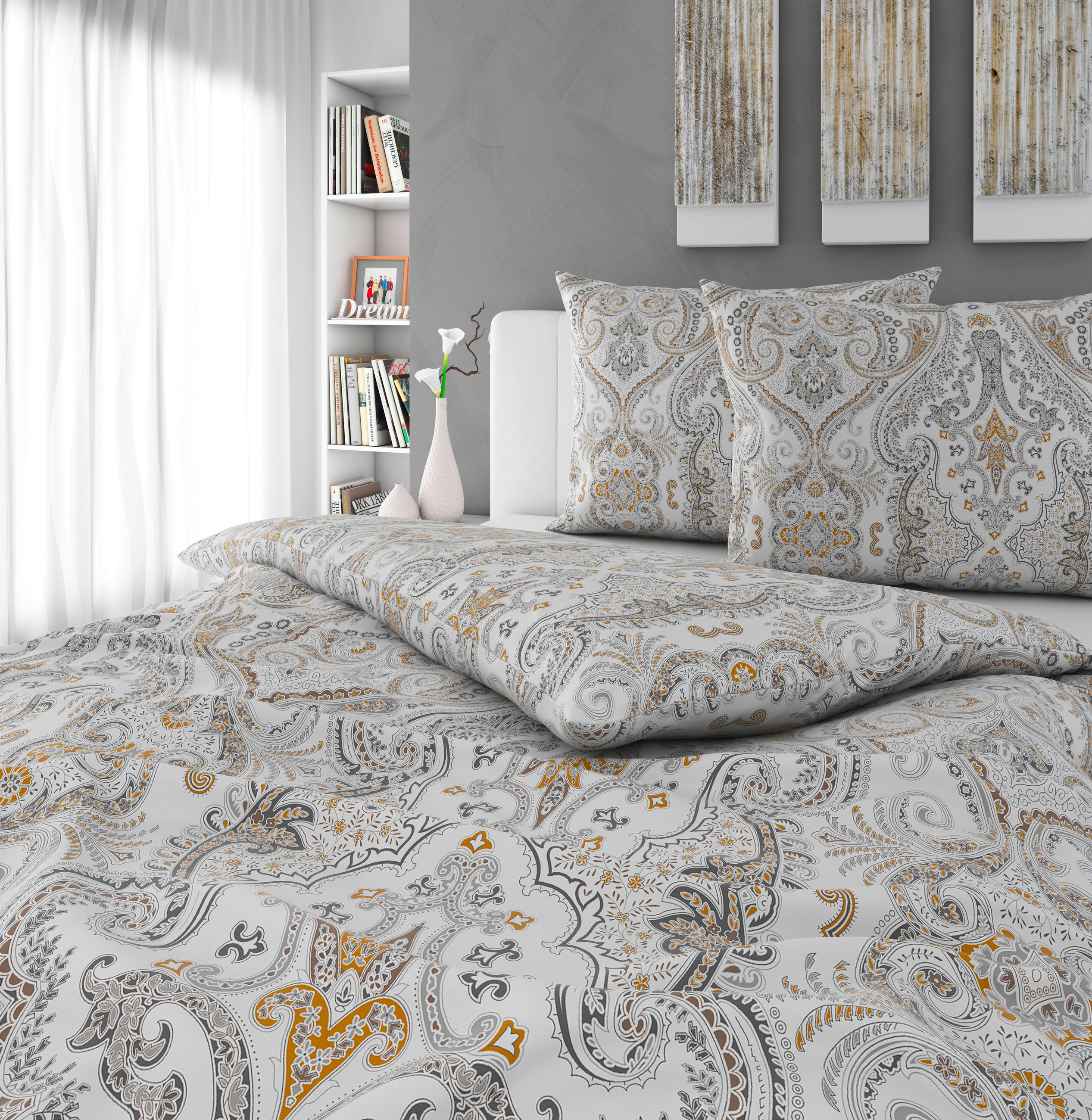 POSTELJNINA ELOISE 200/200 cm saten siva  - siva, Konvencionalno, tekstil (200/200cm) - Esposa