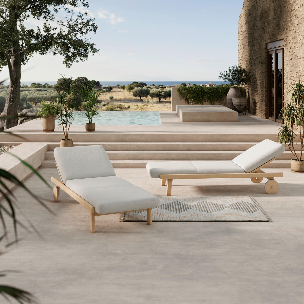 SONNENLIEGE 205/38,5/80 cm Esche  - Taupe/Sandfarben, ROMANTIK / LANDHAUS, Holz/Textil (205/38,5/80cm) - Dieter Knoll