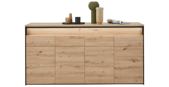 SIDEBOARD 174/88/38 cm  - Schwarz/Eiche Artisan, KONVENTIONELL, Holzwerkstoff (174/88/38cm) - Voleo