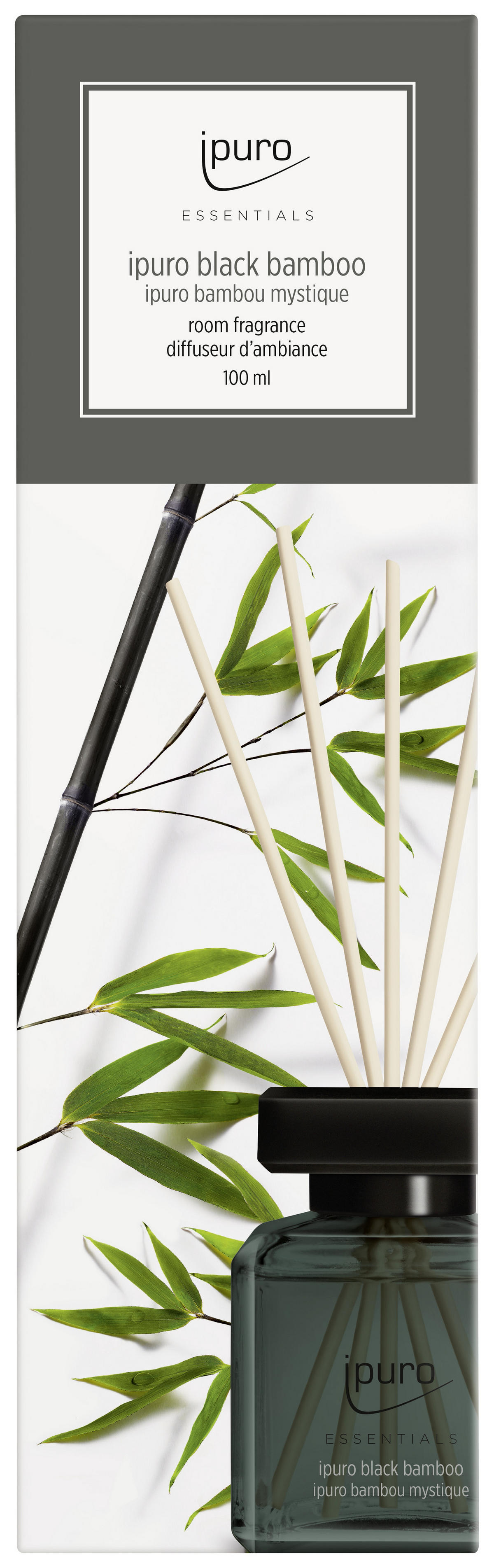 Ipuro Essentials Raumduft Scented Stick Set (Black Bamboo, Black