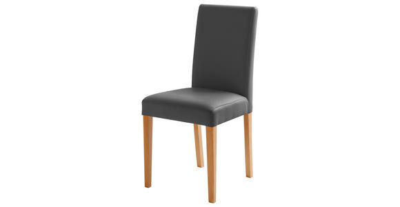 STUHL Lederlook Grau, Buchefarben - Buchefarben/Grau, KONVENTIONELL, Holz/Textil (44/92/57cm) - Carryhome
