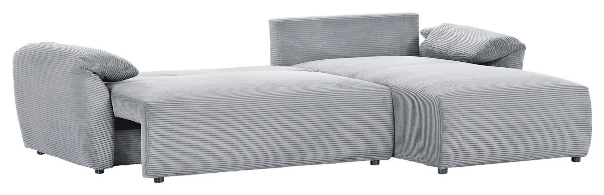ECKSOFA Hellgrau Cord  - Hellgrau/Schwarz, KONVENTIONELL, Kunststoff/Textil (266/180cm) - Carryhome
