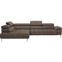 ECKSOFA Braun Chenille  - Chromfarben/Braun, Design, Textil/Metall (222/323cm) - Beldomo Style