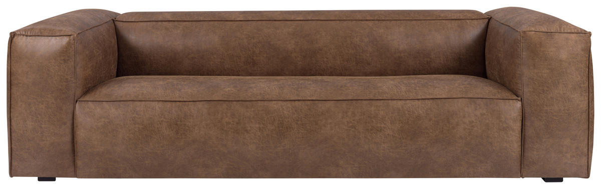 3-SITZER-SOFA beschichtet Braun  - Schwarz/Braun, Design, Holz/Textil (265/73/99cm) - Landscape