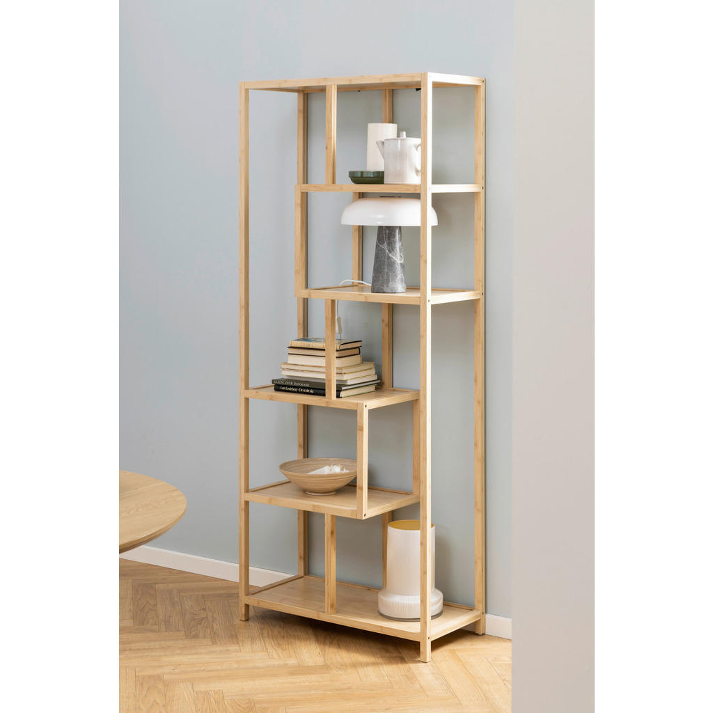 Thumbnail - Livetastic Regal, Natur, Holz, Bambus, massiv, 5 Fächer, 77x185x35 cm, Wohnzimmer, Regale, Bücherregale