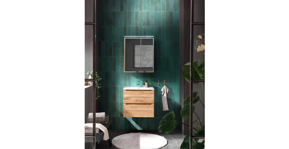 SPIEGELSCHRANK 60/70/20 cm  - Eichefarben/Schwarz, KONVENTIONELL, Glas/Holz (60/70/20cm) - Linea Natura