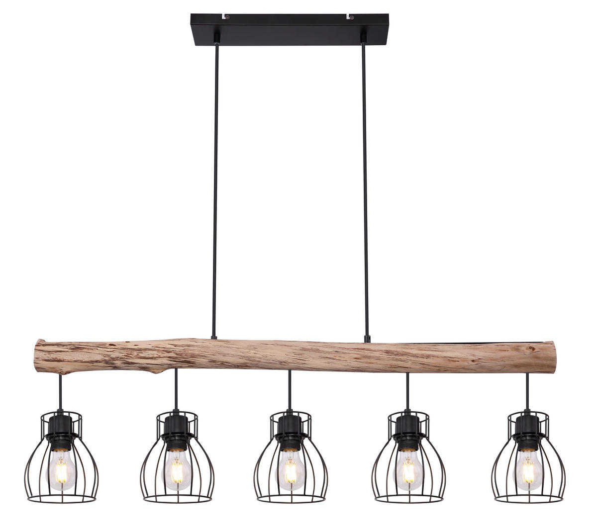 HÄNGELEUCHTE 100/13,6/140 cm    - Schwarz/Naturfarben, Trend, Holz/Metall (100/13,6/140cm) - Marama