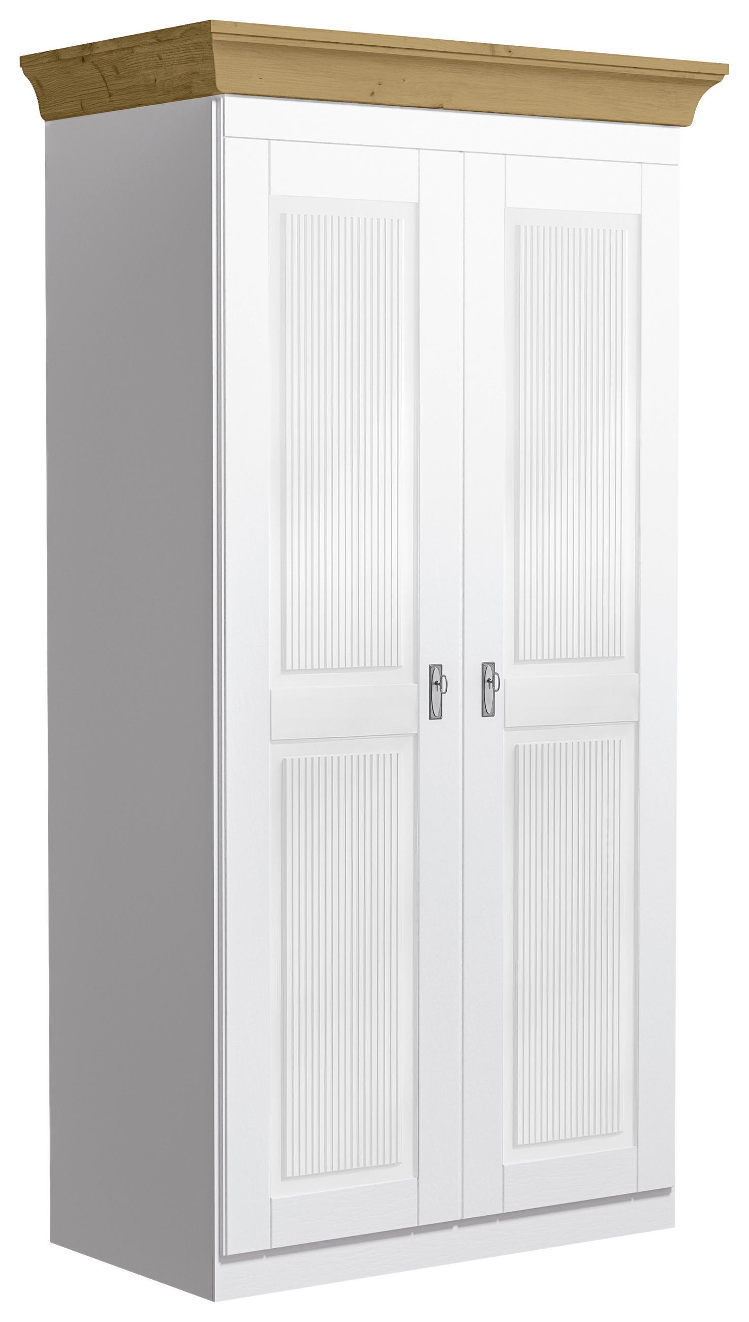 DREHTÜRENSCHRANK 108/210/64 cm,  in Weiß, Laugenfarbig, 2-türig  - Laugenfarbig/Weiß, ROMANTIK / LANDHAUS, Holz/Holzwerkstoff (108/210/64cm) - Boxxx