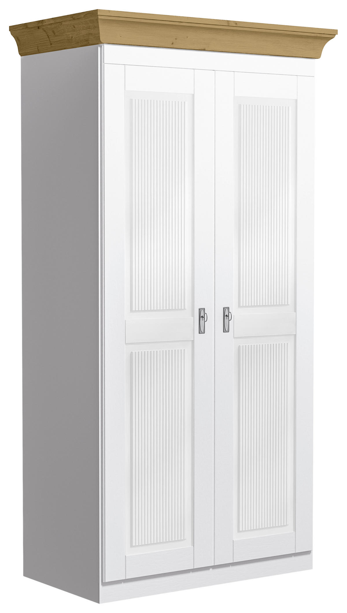 DREHTÜRENSCHRANK 108/210/64 cm,  in Weiß, Laugenfarbig, 2-türig  - Laugenfarbig/Weiß, ROMANTIK / LANDHAUS, Holz/Holzwerkstoff (108/210/64cm) - Boxxx