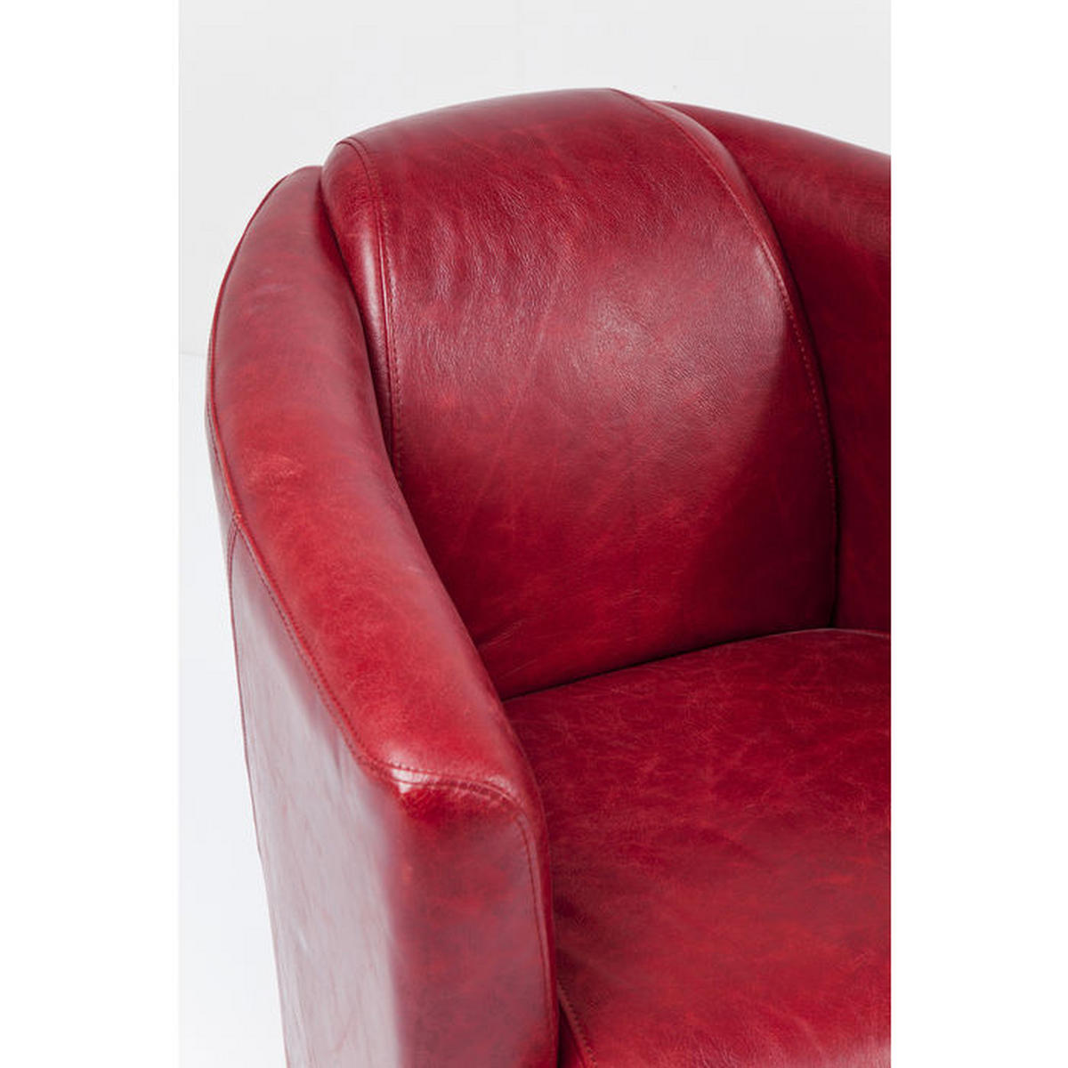 SESSEL Echtleder Rot    - Dunkelbraun/Rot, Design, Leder/Holz (70/72/83cm) - Kare-Design