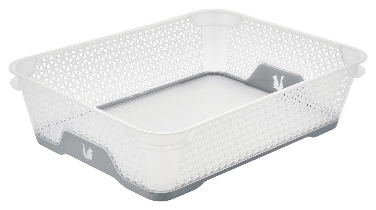 KOŠÍK NA DROBNOSTI, plast - šedá/bílá, Basics, plast (26,5/20/7cm)