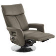 RELAXSESSEL in Leder Graubraun  - Edelstahlfarben/Graubraun, Design, Leder/Metall (78/112/85cm) - Cantus