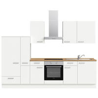 KÜCHENLEERBLOCK 300 cm   in Weiß, Eichefarben  - Edelstahlfarben/Eichefarben, MODERN, Holzwerkstoff/Metall (300cm) - Nobilia