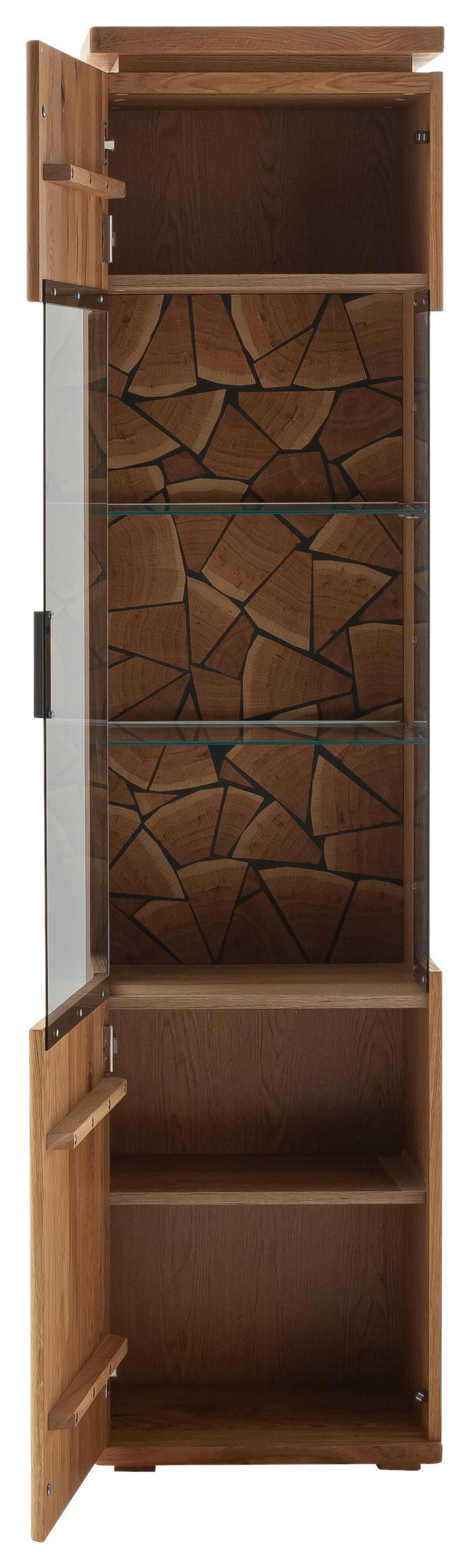 VITRINE Grau, Eichefarben  50/204/37 cm  - Eichefarben/Anthrazit, Natur, Glas/Holz (50/204/37cm) - Linea Natura