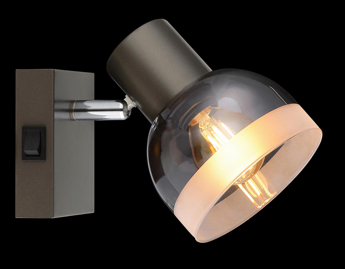 STRAHLER Kairo 10/14/12 cm  - Chromfarben/Schwarzchrom, Design, Glas/Metall (10/14/12cm) - Globo
