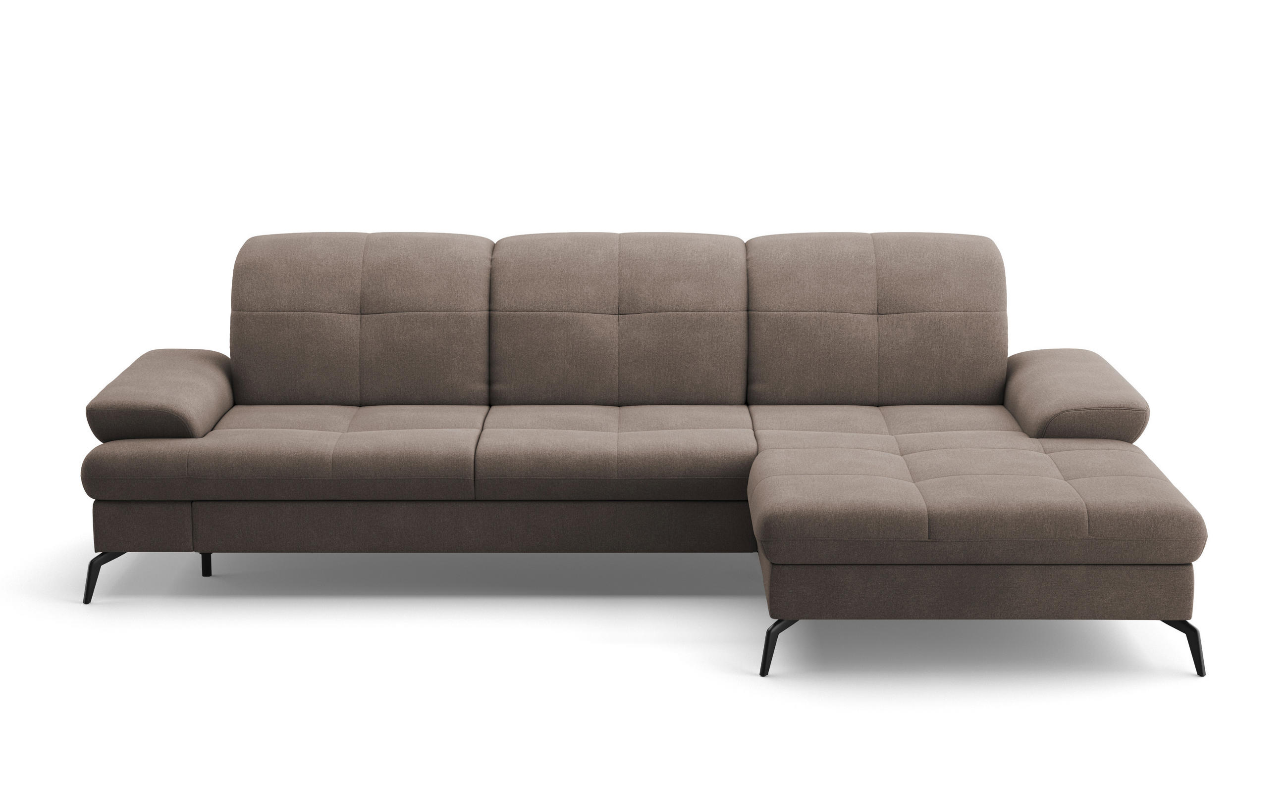 ECKSOFA in Flachgewebe Schlammfarben - Schlammfarben/Schwarz, Konventionell, Textil/Metall (279/185cm) - Sit & More