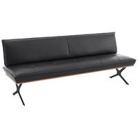 SITZBANK Holz, Metall, Leder Schwarz  - Schwarz/Grau, Design, Leder/Holz (214/88/66cm) - Koinor