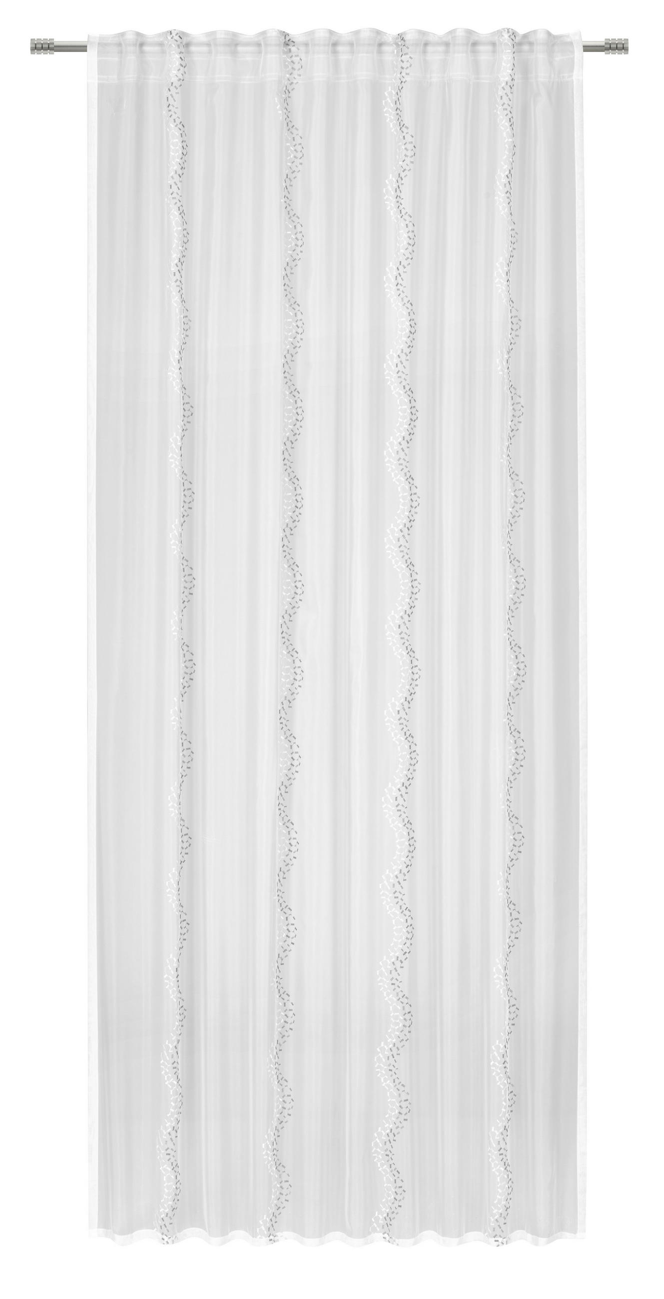 HOTOVÝ ZÁVES, polopriehľadné, 140/245 cm - sivá/biela, Konventionell, textil (140/245cm) - Esposa