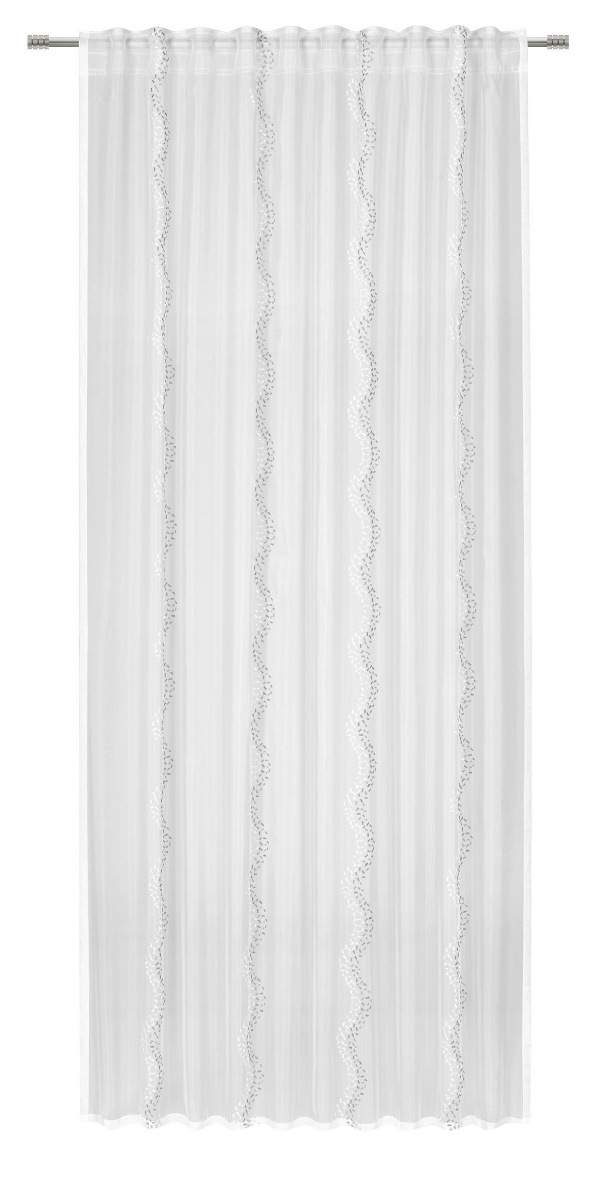 HOTOVÝ ZÁVĚS, poloprůhledné, 140/245 cm - šedá/bílá, Konvenční, textil (140/245cm) - Esposa