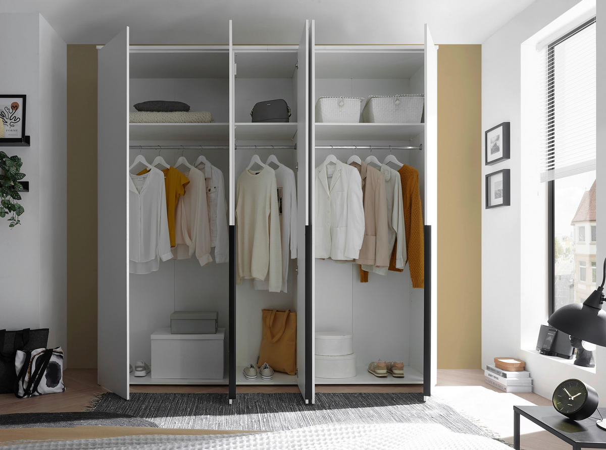 OMARA S KLASIČNIMI VRATI, bela  - črna/bela, Moderno, umetna masa/leseni material (225/225/52cm) - Carryhome
