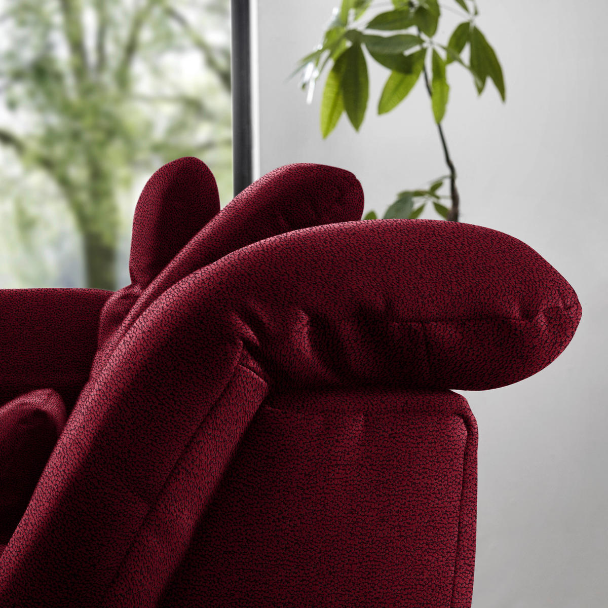 ECKSOFA Flachgewebe Weinrot  - Chromfarben/Weinrot, Design, Textil (195/309cm) - Beldomo Style