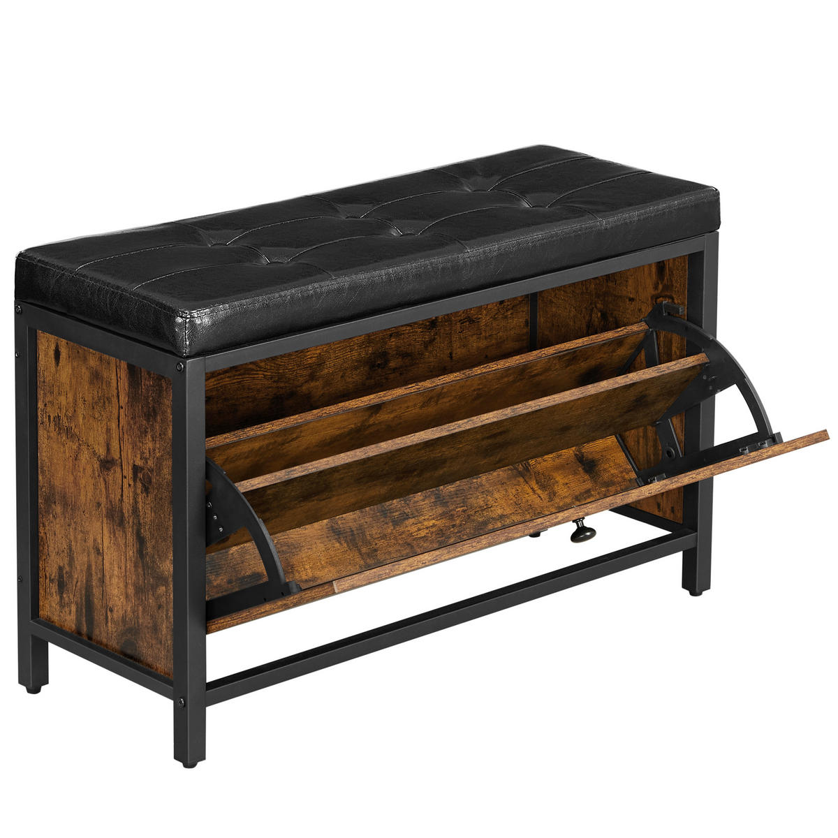 GARDEROBENBANK Vasagle  in 80/51/30 cm  - Schwarz/Braun, Trend, Holzwerkstoff/Textil (80/51/30cm) - Boxxx