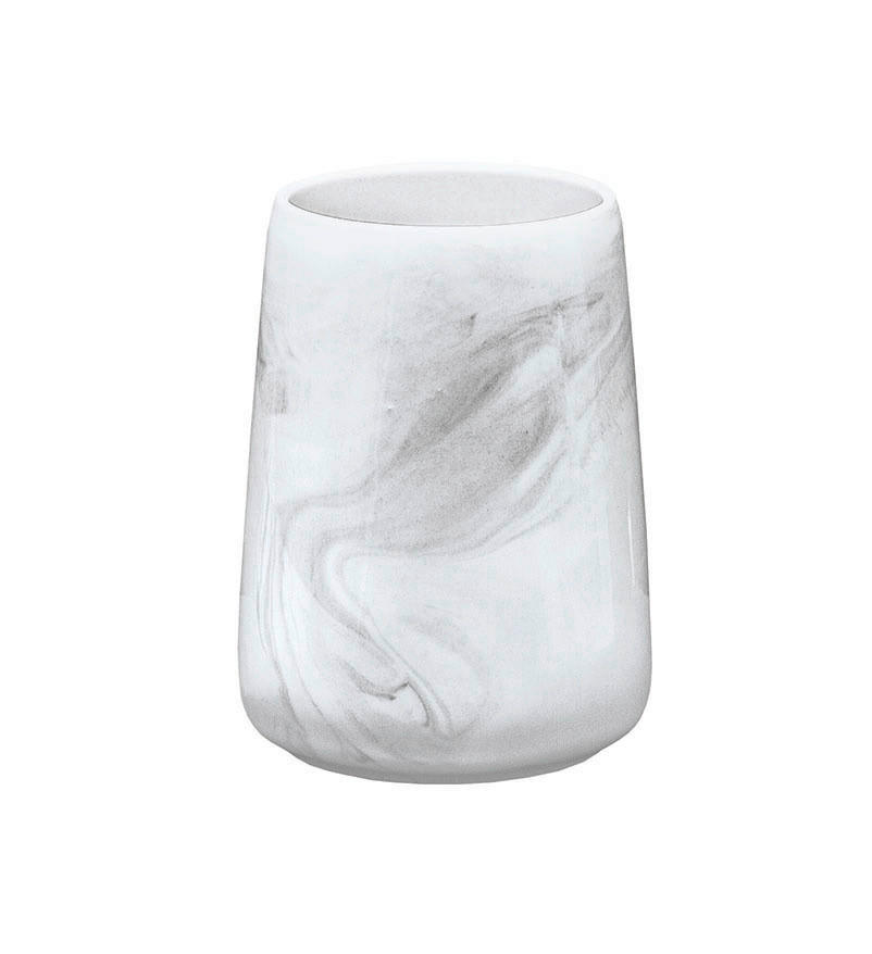 ZAHNPUTZBECHER Marble  - Weiß/Grau, LIFESTYLE, Stein (7,8/10,5cm) - Kleine Wolke