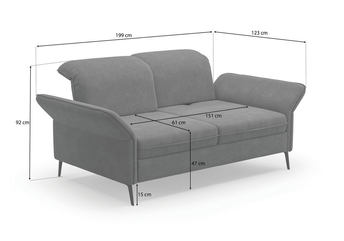 3-SITZER-SOFA in Flachgewebe Hellgrün  - Schwarz/Hellgrün, Konventionell, Textil/Metall (199/92/123cm) - Sit & More