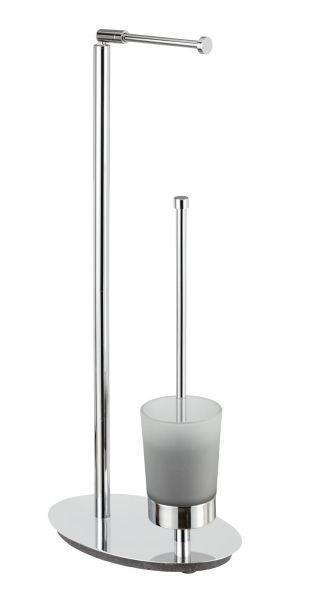 WC-BÜRSTENGARNITUR - Chromfarben/Weiß, Basics, Glas/Kunststoff (30/65/20cm) - Sadena