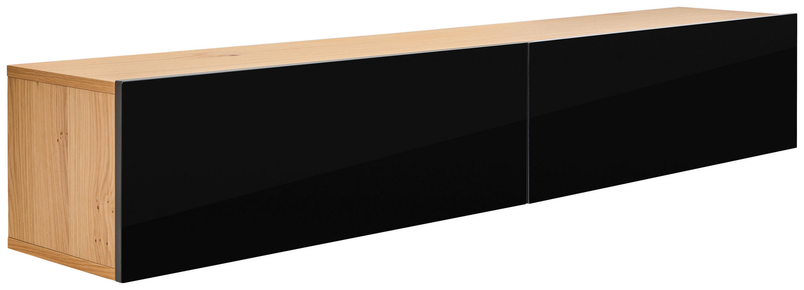 Mid.you Lowboard Schwarz Hochglanz, Natur 33x30x180 cm