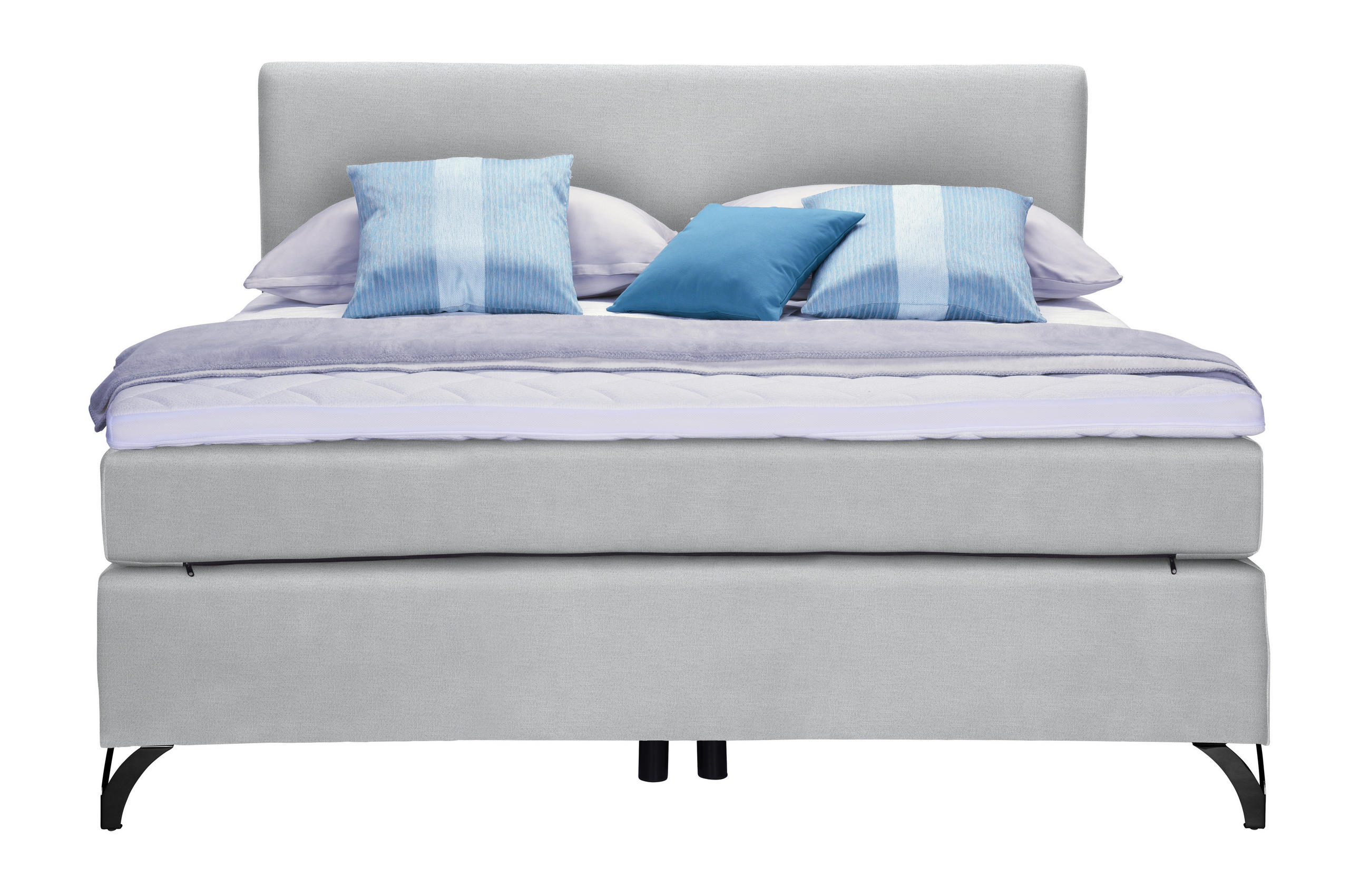 BOXSPRINGBETT 120/200 cm  in Hellgrau  - Hellgrau/Schwarz, KONVENTIONELL, Textil/Metall (120/200cm) - Esposa
