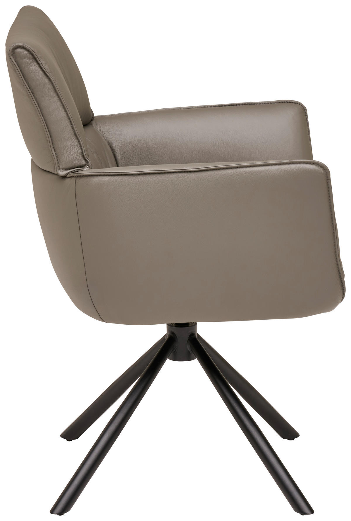 STOLICA S NASLONOM ZA RUKE  tamno siva  koža      - tamno siva/crna, Moderno, koža/metal (64/90,5/64,5cm) - Livetastic