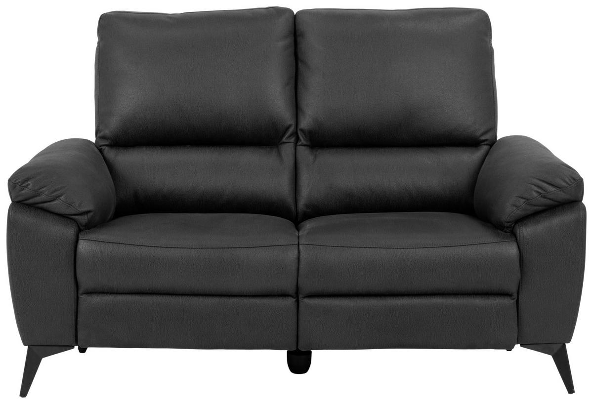 2-SITZER-SOFA Lederlook, Mikrofaser Grau  - Schwarz/Grau, KONVENTIONELL, Textil/Metall (160/102/96cm) - Carryhome