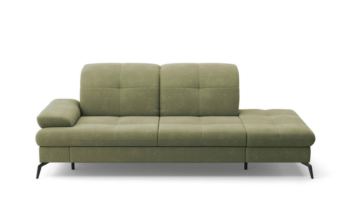 RÉCAMIERE Hellgrün Flachgewebe  - Schwarz/Hellgrün, KONVENTIONELL, Textil/Metall (231/90/122cm) - Sit & More