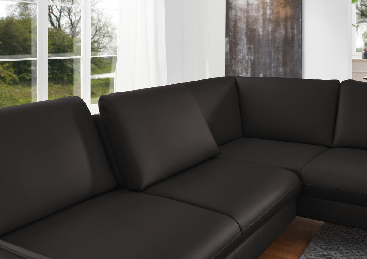 ECKSOFA in Echtleder Grau  284/220 cm  - Alufarben/Grau, KONVENTIONELL, Leder/Metall (284/220cm) - Beldomo Premium