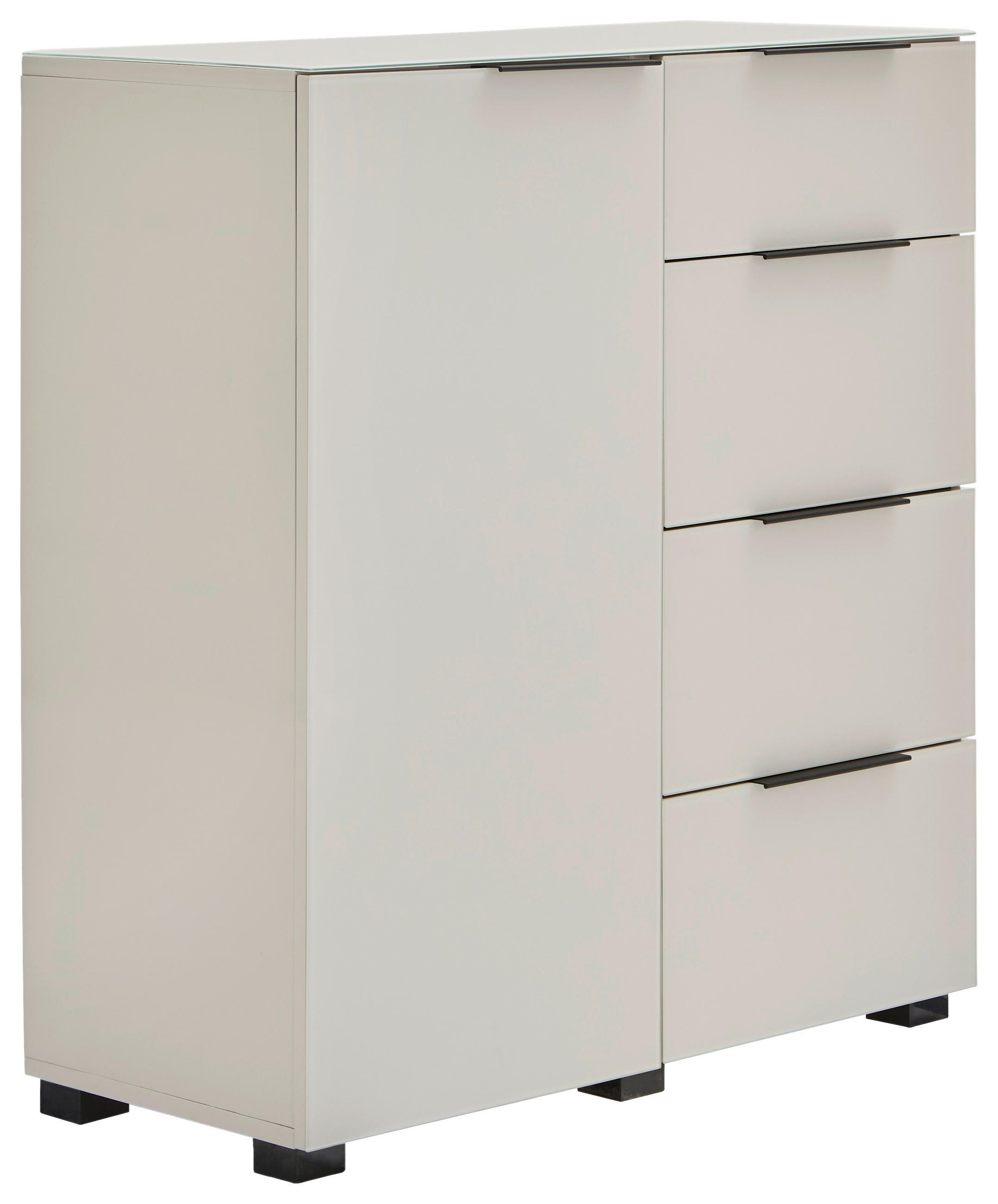 KOMMODE , 90/99,7/42 cm, 4 Schublade(n)  - Kaschmir/Schwarz, Design, Glas/Holzwerkstoff (90/99,7/42cm) - Novel