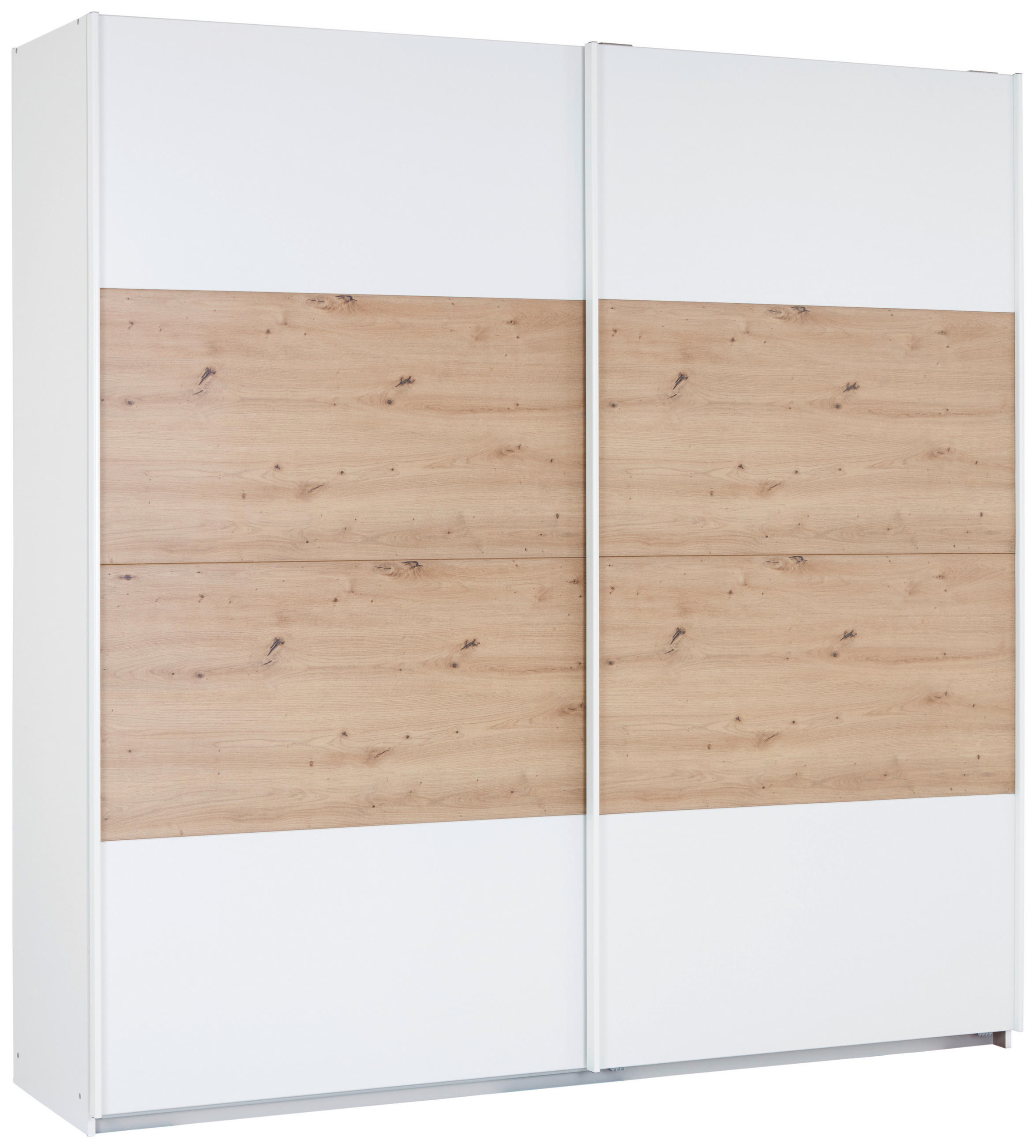 Schwebetürenschrank 181 cm Feldkirch Weiß/Eiche Dekor