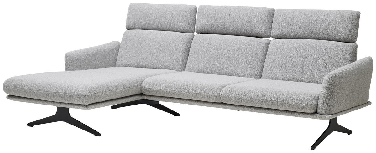 ECKSOFA in Flachgewebe Hellgrau  - Hellgrau/Schwarz, Design, Textil/Metall (152/259cm) - Dieter Knoll