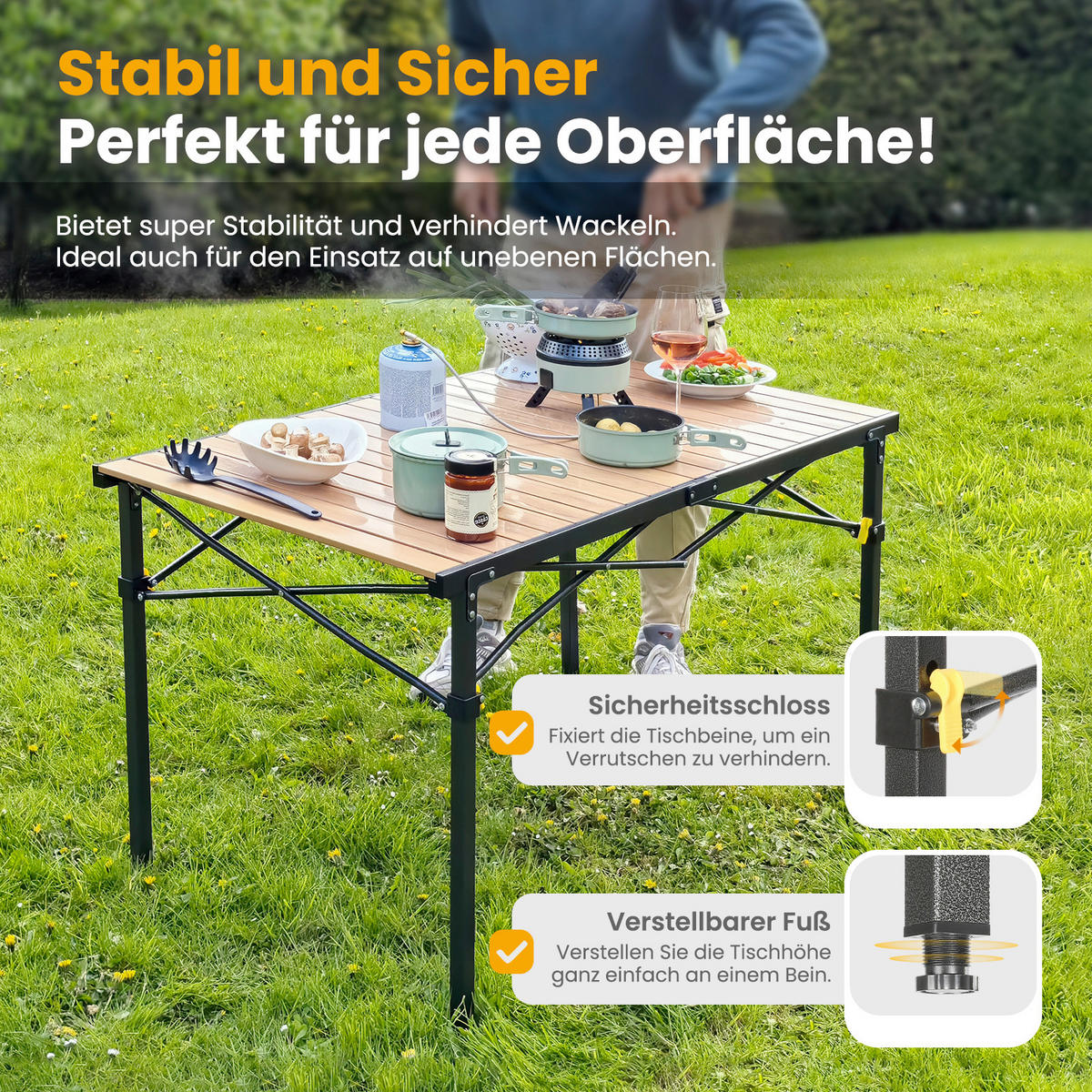 CAMPINGTISCH 118/70/70 cm  - Anthrazit/Birnbaumfarben, Basics, Metall (118/70/70cm) - Modante
