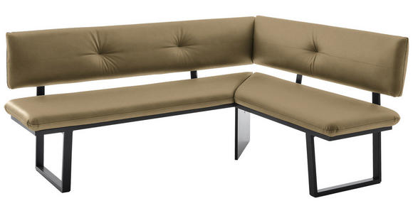 ECKBANK 180/140 cm  in Schwarz, Olivgrün  - Schwarz/Olivgrün, MODERN, Textil/Metall (180/140cm) - Cantus